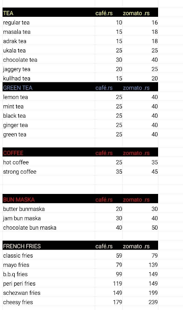 Chai Piyakkad menu 