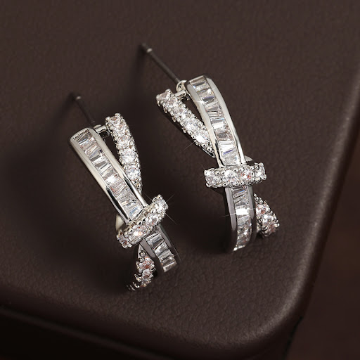 Title 6, Womens Cross Fine Zircon-embedded Earrings, Si...