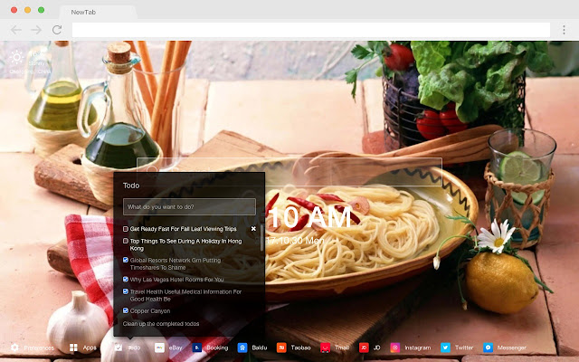 Italian Popular food HD New tab page Theme