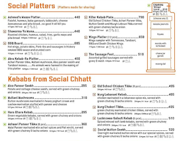 Nagavara Social menu 