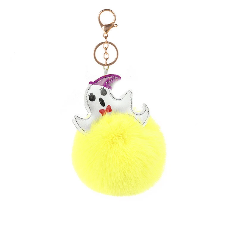 Pendentif Porte-clés Halloween Fantôme Boule de Fourrure Drôle Un accessoire mignon pour clés, sacs ou sacs à dos. Idéal pour offrir ou se faire plaisir.