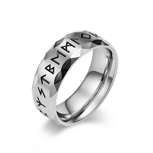 Title 7, Mens Fashion Vintage Viking Text Titanium Ring...