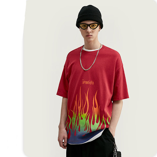 Title 1, Mens Spring And Summer New Personality Flame P...