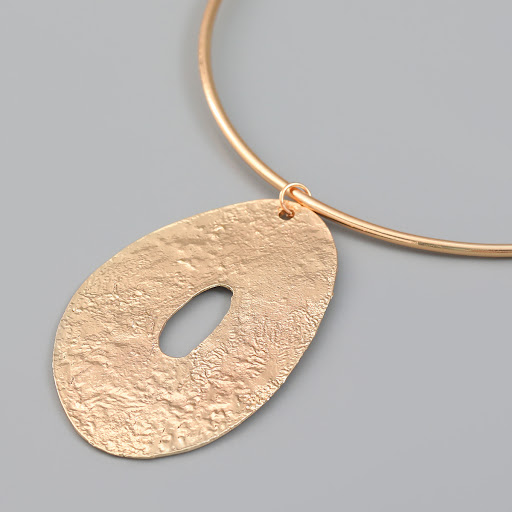Title 4, Irregular Geometric Ring Metal Pendant. A uniqu...