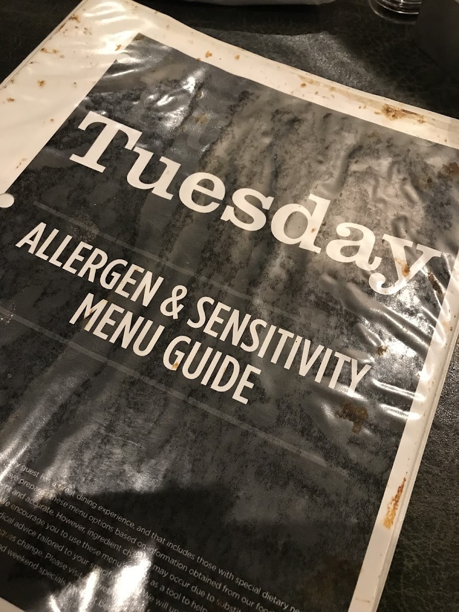 Dirty menu at Ruby Tuesday, Mentor Ohio.