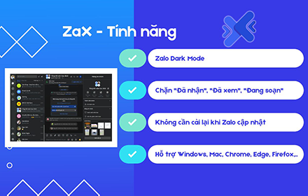 ZaX - Dark Mode, Tắt mã hóa đầu cuối Zalo Preview image 0