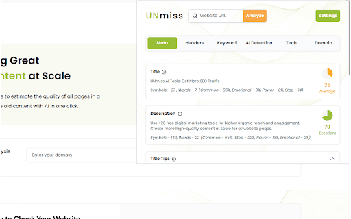 UNmiss SEO Tools: 1-Click Full Website Audit with AI Detection