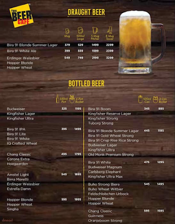 The Beer Cafe menu 