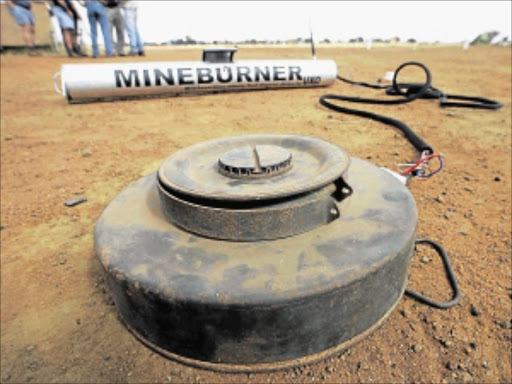 Death trap: A view of the remote-controlled device used to clear landmines that kill or maim people photo: AFP