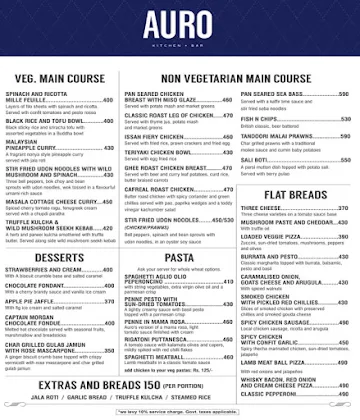 Auro Kitchen & Bar menu 