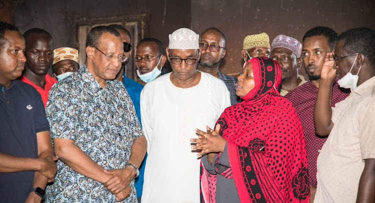 Garissa Governor Nathif Jama with Garissa County Referral Hospital acting CEO Dr Hawa Bakari.