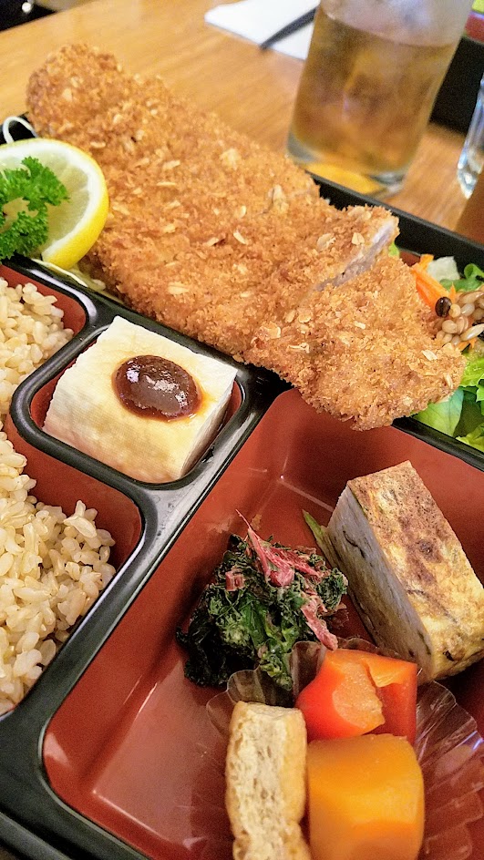 Chef Naoko's Bento Cafe - lunch of natural and organic Japanese cuisine, this is their Tonkatsu Bento with Panko Fried Carlton Pork Loin