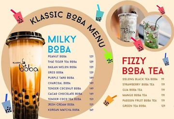 Klassic Boba menu 