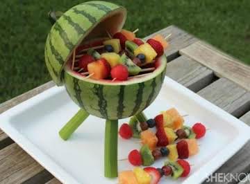 watermelon grill with fruit kabobs