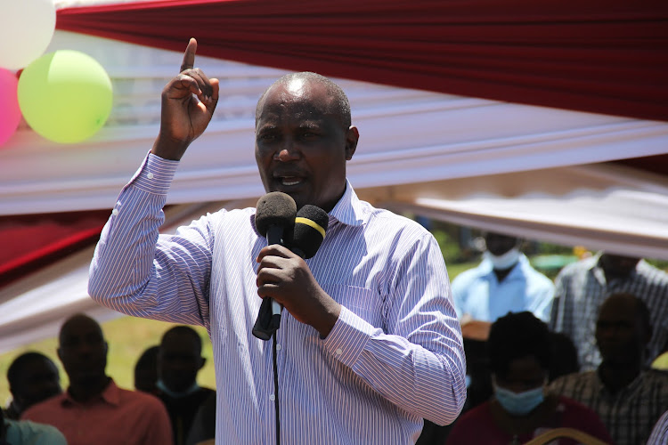 Suba South MP and ODM national chairman John Mbadi speaks in his constituency on October 24, 2021.