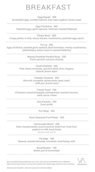 The Cape Goa menu 1