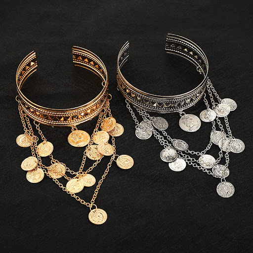 Title 2, Womens Fashion Metal Coin Tassel Arm Chain, a ...