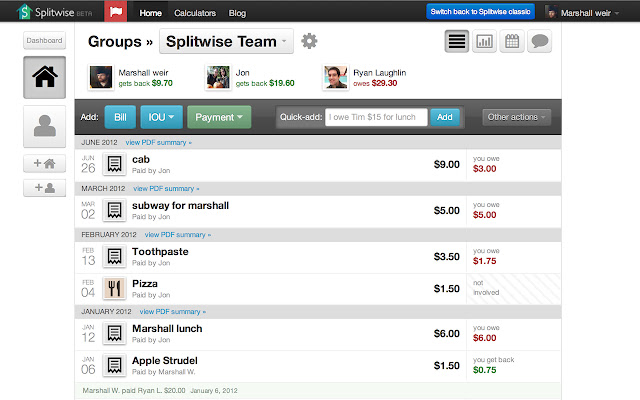 Splitwise chrome extension
