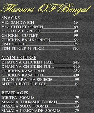 Flavours Of Bengal menu 