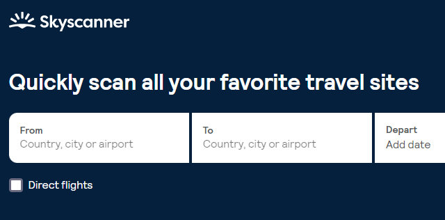 Skyscanner Landing Page