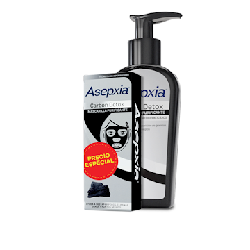 Oferta Jabon Liquido   Asepxia Carbon Detox Purificante x 200Ml + Mascarilla Asepxia Carbon Detox x 30Gr 