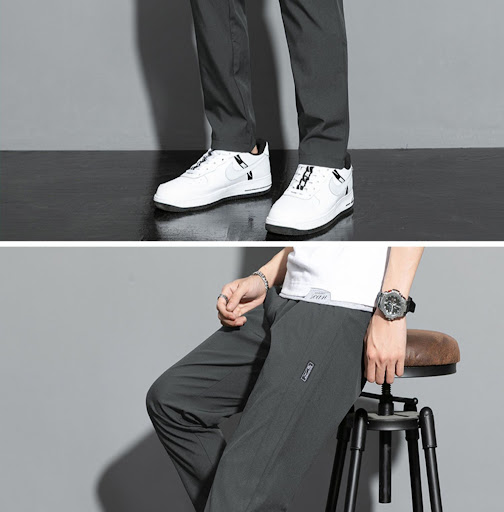 Title 7, Heren losse rechte zomer casual broek van ijszi...