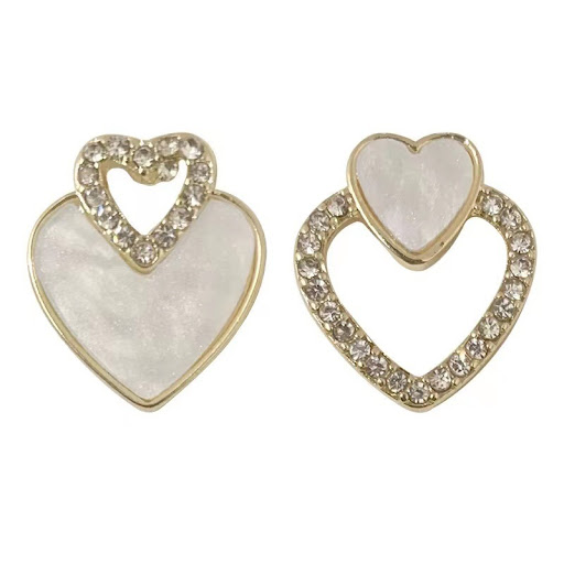 Title 5, Epoxy White Love Heart-shaped Asymmetric Stud E...