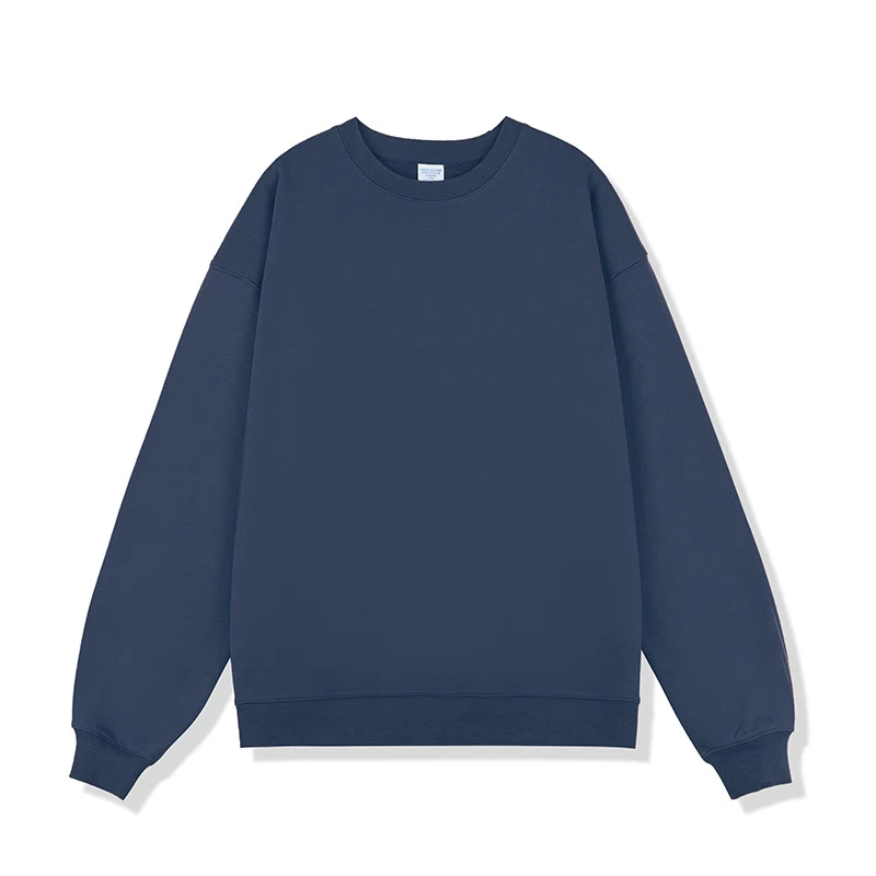 Suéter masculino de gola redonda cor sólida, espessamento pesado, marca de moda americana, solto, ideal para conforto e estilo casual.