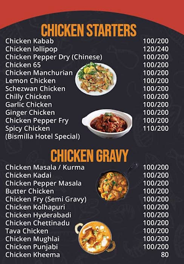 New Bismillah Hotel menu 