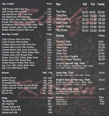 Singh's Kitchen menu 