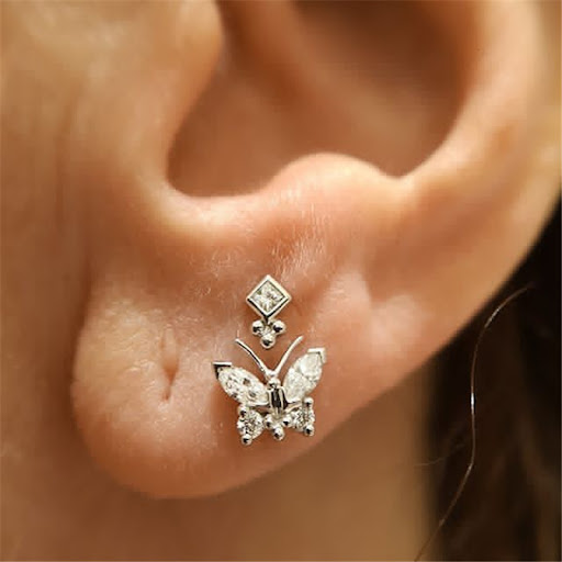 Title 2, S925 Sterling Silver Butterfly Diamond Piercing...