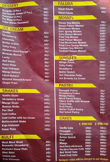 Prabhu Bakery menu 