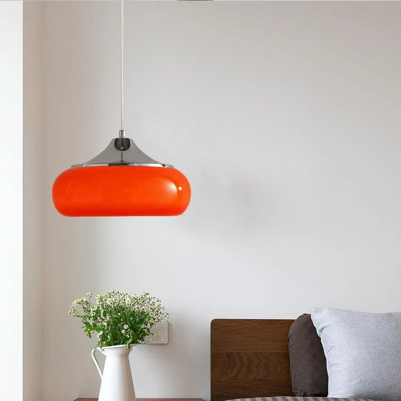 Middle Aged Milk White Bauhaus Glass Three Headed Egg Tart Pendant Light, elegant and modern lighting for your home, cre