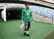 Keagan Dolly during the South African senior national men's soccer team training session at Moses Mabhida Stadium on September 07, 2018 in Durban.   