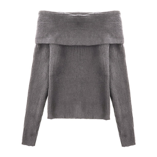 Title 2, Womens Short Grey Strapless Neckline Sweater