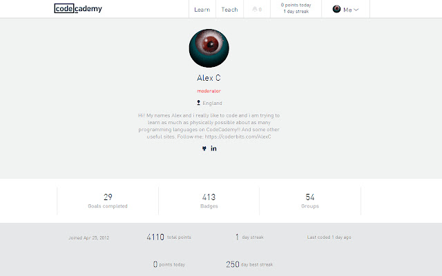 Codecademy Profile Update chrome extension