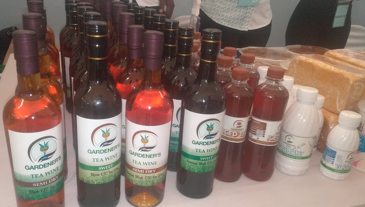 Nairobi International Trader Fair: Tea value addition product of tea wine and yorgurt being showcased by at the Nairobi ASK show by the University of Nairobi- department of Food Science.
