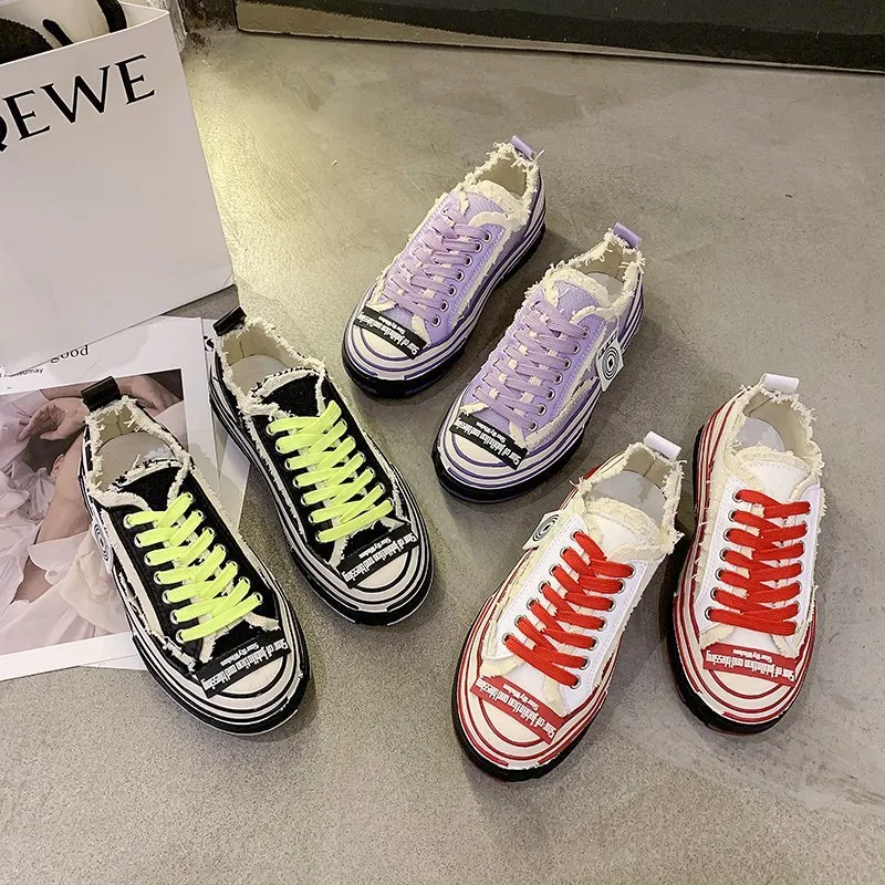 Title 5, Scarpe di tela basse con plateau casual per stu...