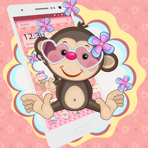 Cute Pink Heart Monkey Theme Aplicații Pe Google Play