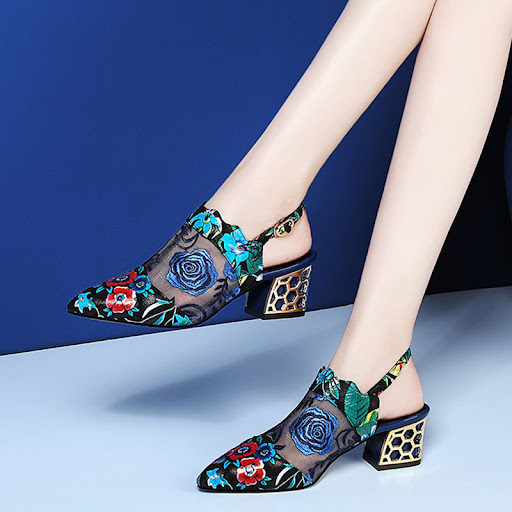 Title 2, Fashion Ladies New High Heels with Mesh Embroid...