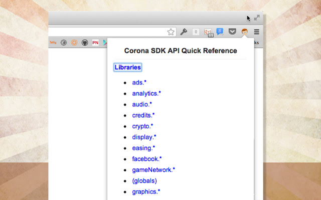 Corona SDK API Quick Reference