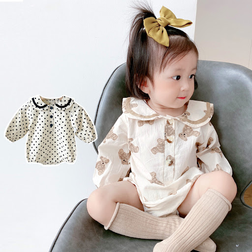 Title 6, Newborn Romper with Bear Dot Print, soft and co...