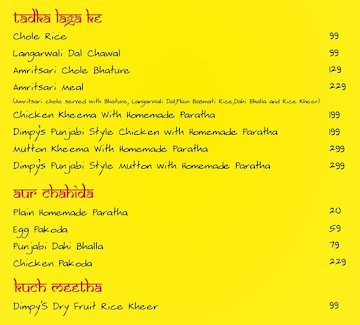 Dimpy's menu 