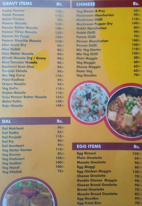 Apna Adda menu 