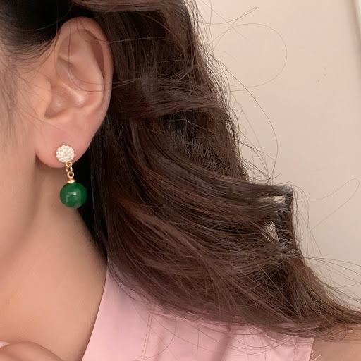Title 5, Round Diamond Emerald Stud Earrings with Niche ...