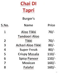 Chai Di Tapri menu 1