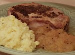 Pork Chops with Balsamic Brown Butter, Applesauce with Thyme, Mashed Potatoes and Celery Root was pinched from <a href="http://www.rachaelray.com/recipe.php?recipe_id=5258" target="_blank">www.rachaelray.com.</a>