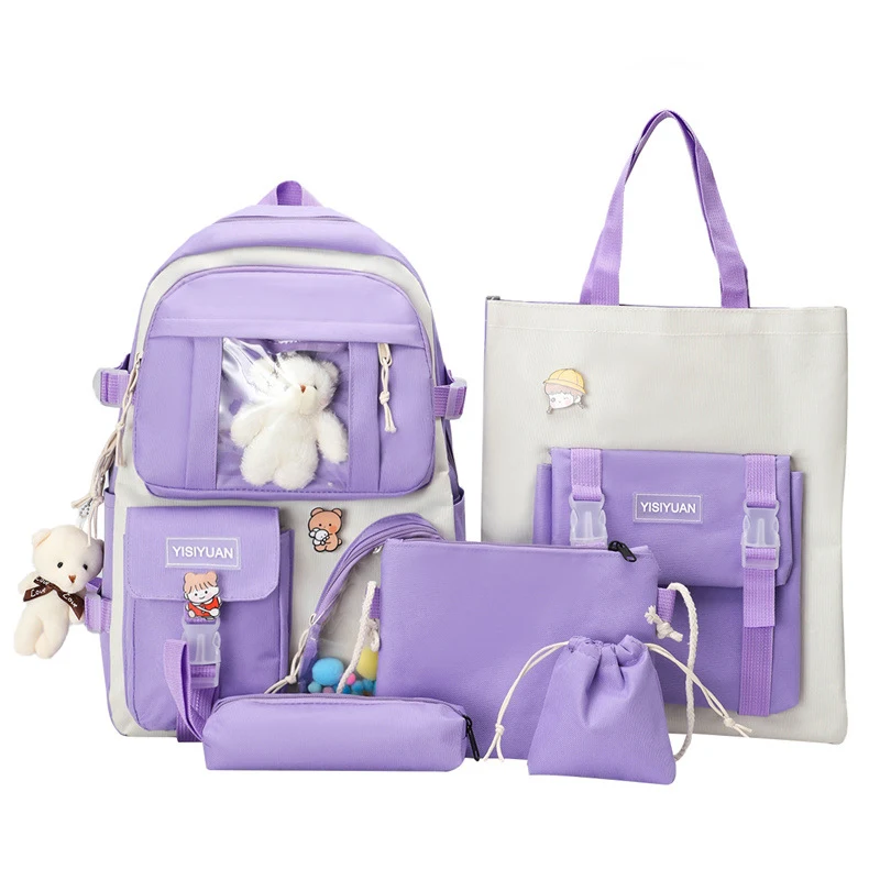 Koreaanse College Style Schooltas voor Dames, Lichtgewicht Casual Rugzakset, Ideaal voor Studenten en Dagelijks Gebruik
