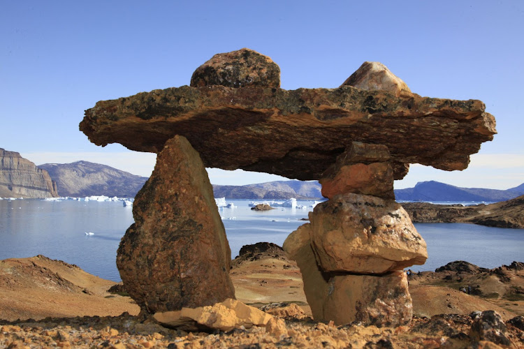 A rock formation in Disko Bay, Greenland.