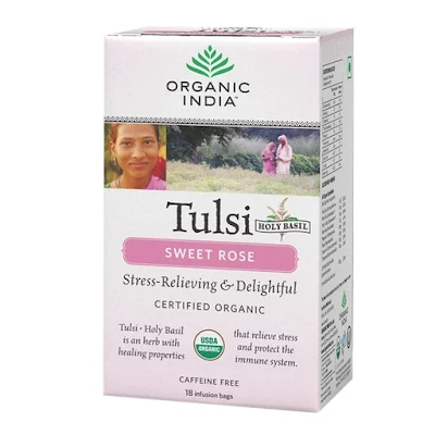 Organic India Tulsi Tea Bags Sweet Rose 25 Pc